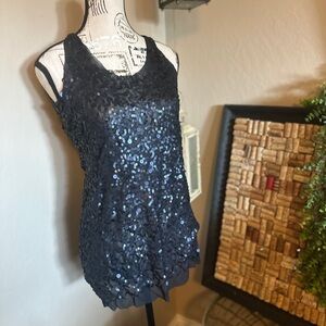 Navy sequin tank top